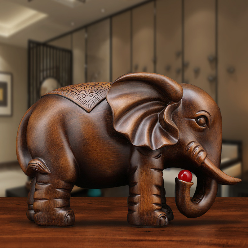 办公桌摆件男士招财镇宅大象摆件一对客厅酒柜办公室家居装饰